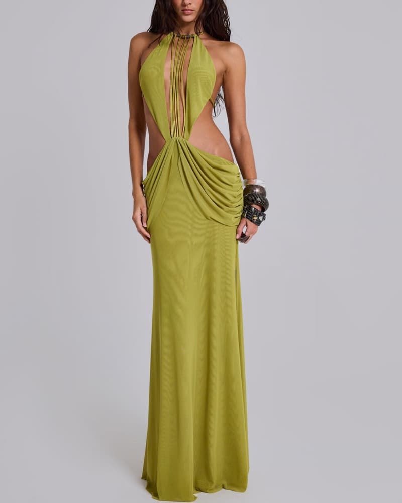 JADED LONDON Draped Backless Maxi Dress - Image 1