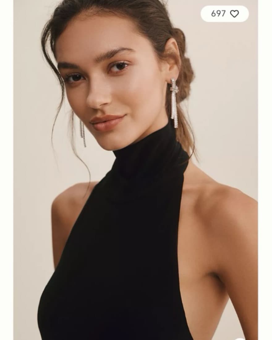 Revolve Norma Kamali Halter Slit Gown - Image 5