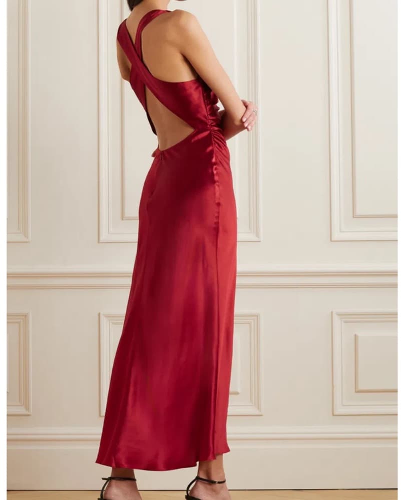 Reformation Cassette Red Silk Dress - Image 5