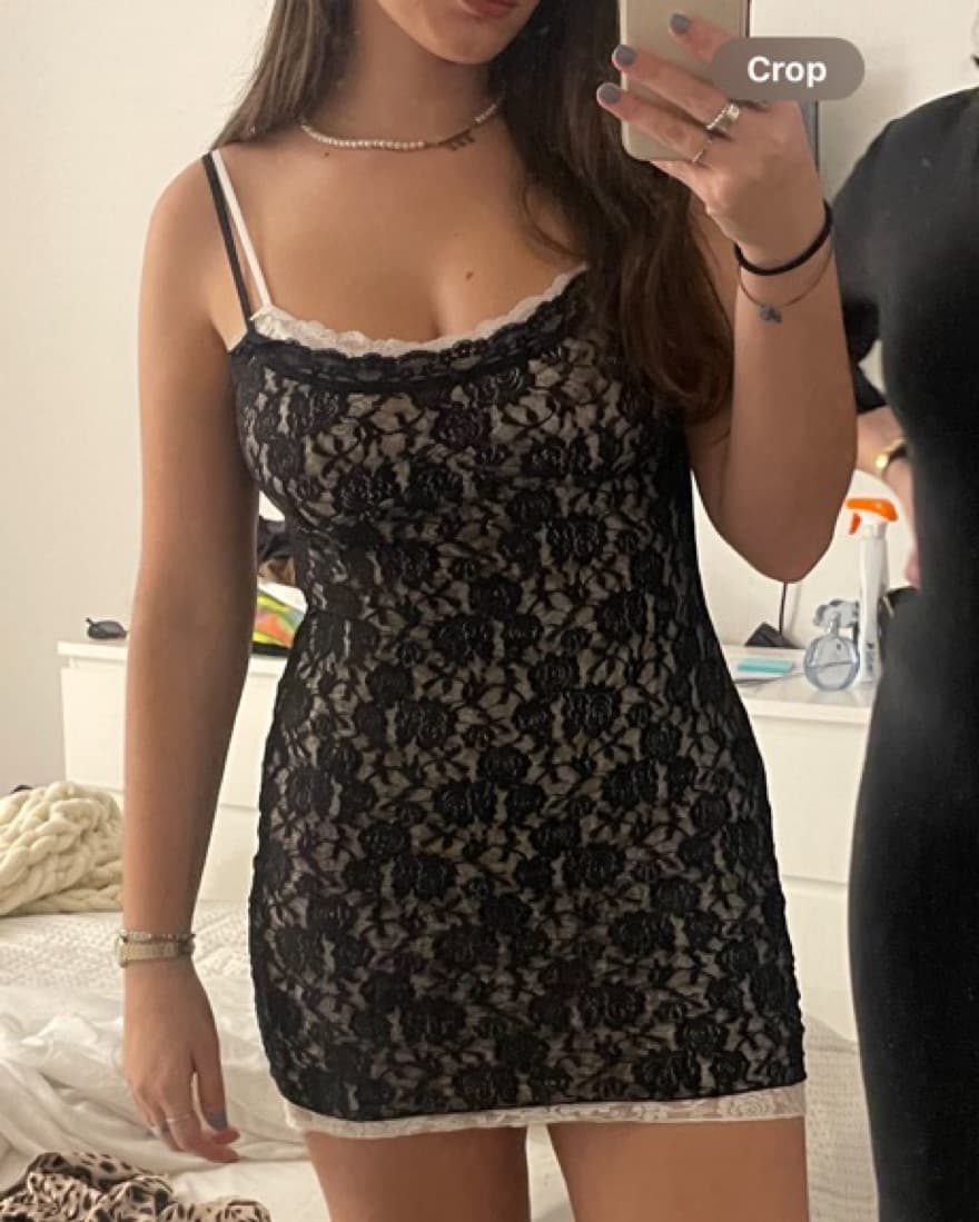 Double Layered Lace Mini Dress - Image 2