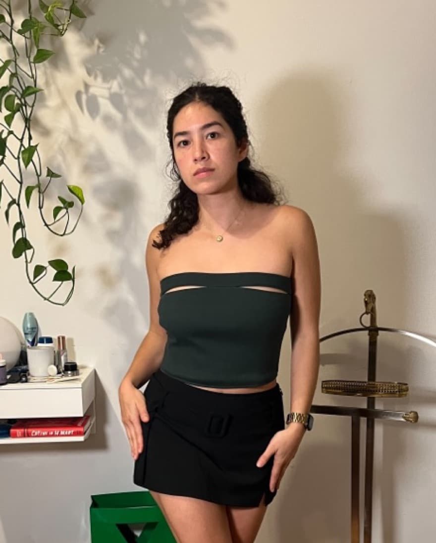 Tae Park Hunter Green Slit Tube Top - Image 3