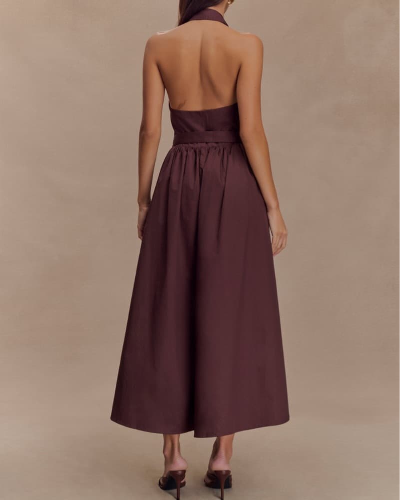 Sleek and Sophisticated Halter Maxi Dress - Image 2