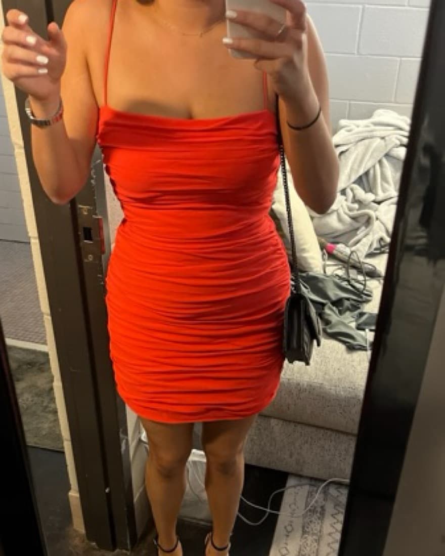 Red Ruched Minidress - Image 4