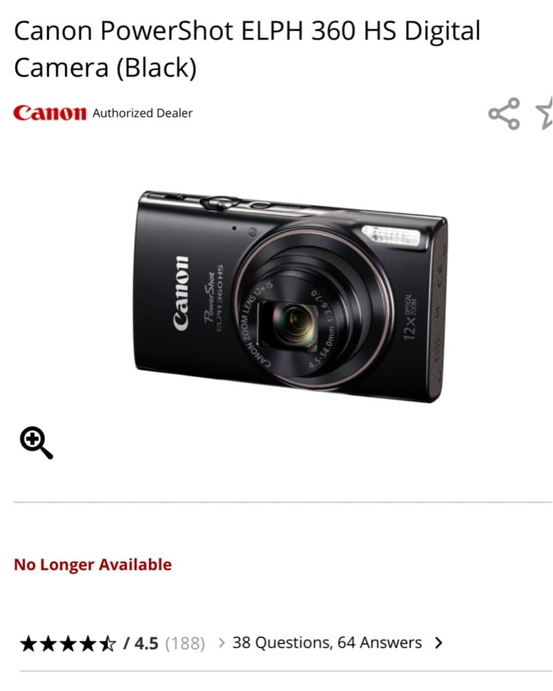 Canon Powershot ELPH 360 HS Digital Cam - Image 1