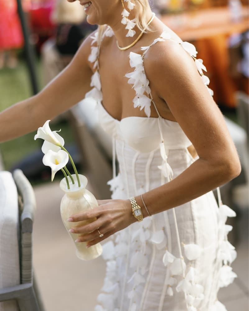 Petal Appliqué Linen-Silk Corset Gown - Image 4