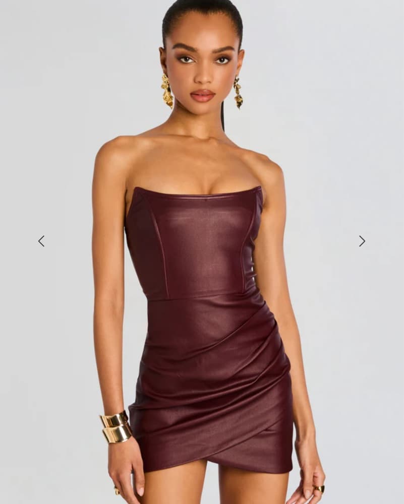 Retrofete Burgundy Bodycon Mini Dress - Image 1