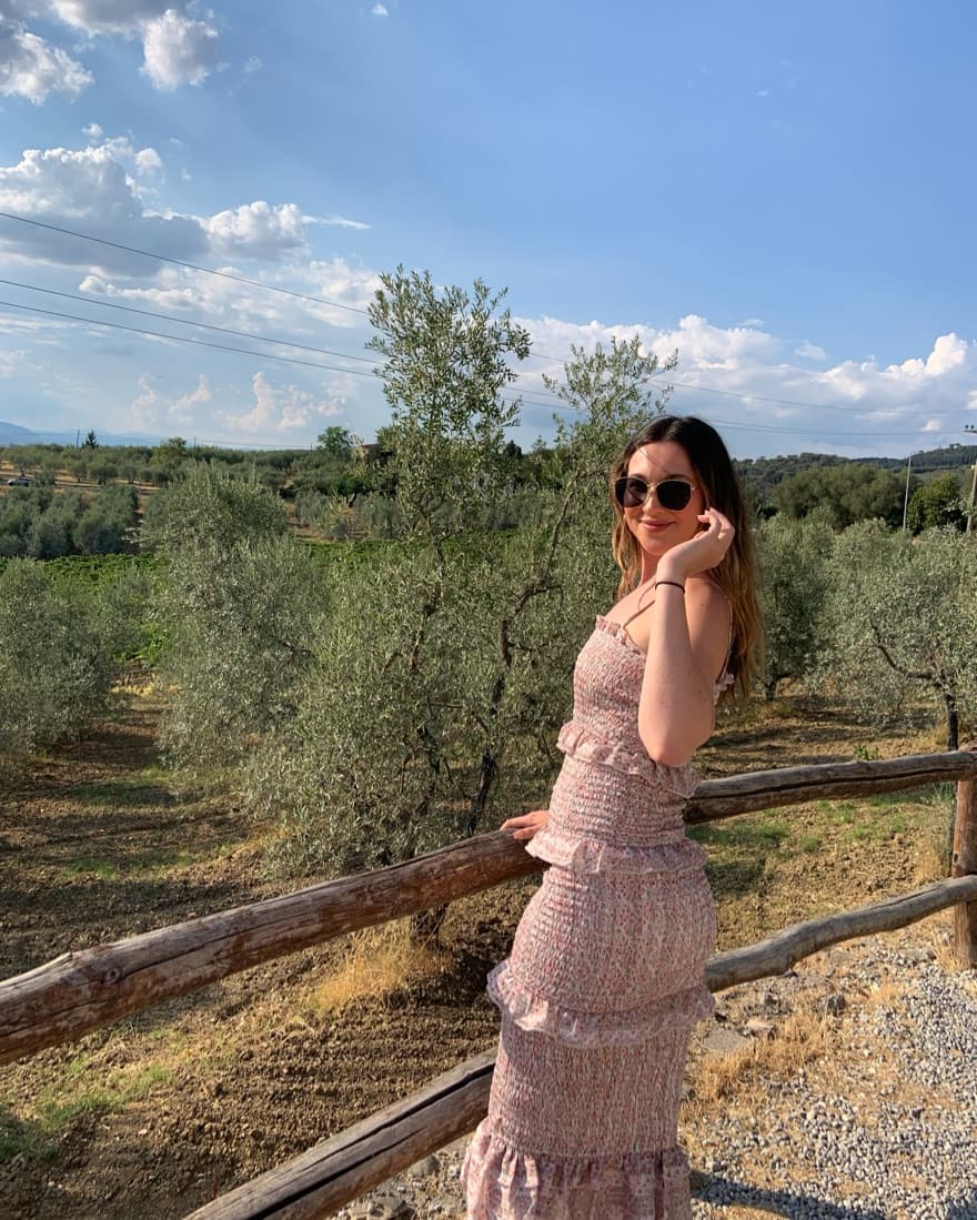 Floral Pink Ruffle Midi Dress - Image 2