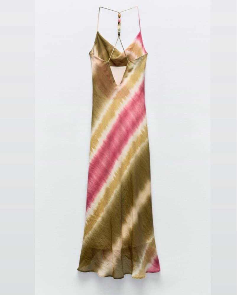 Pink & Green Beaded Dress - Image 4
