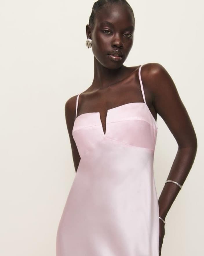 Reformation Pink Brie Silk Dress - Image 2