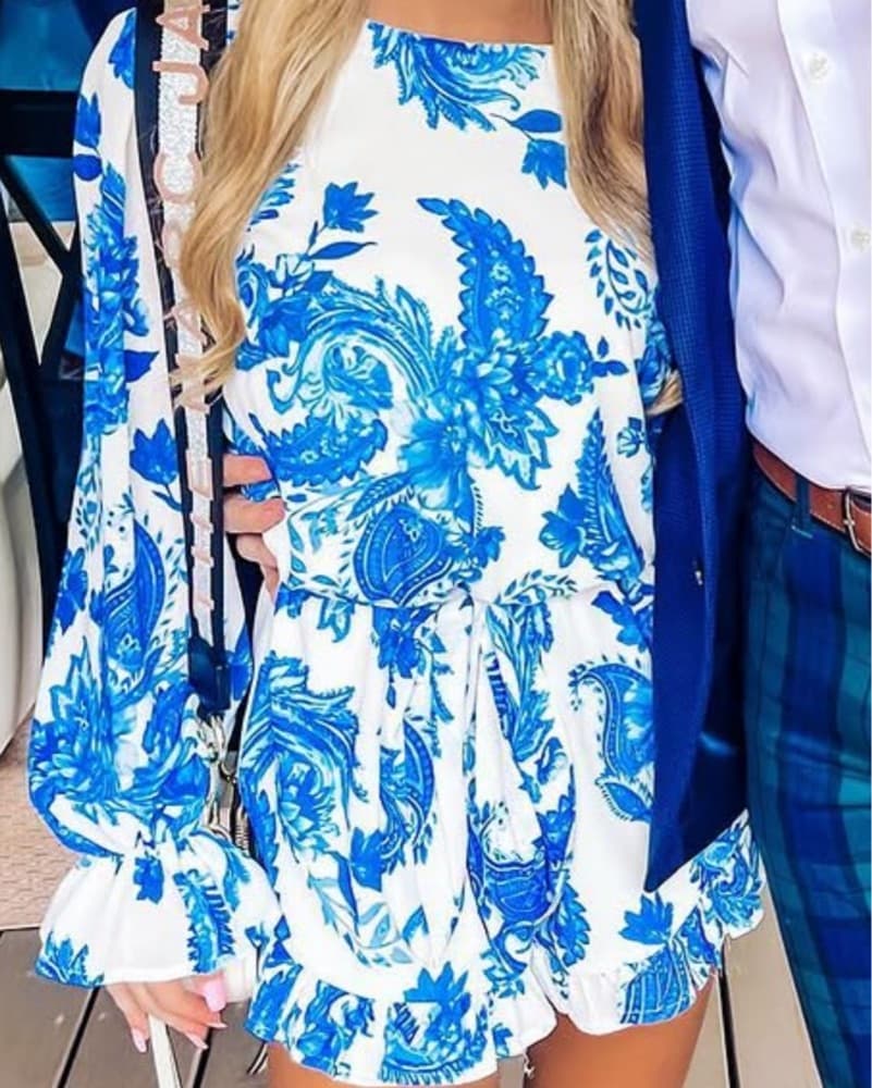 Blue Floral Romper - Image 2
