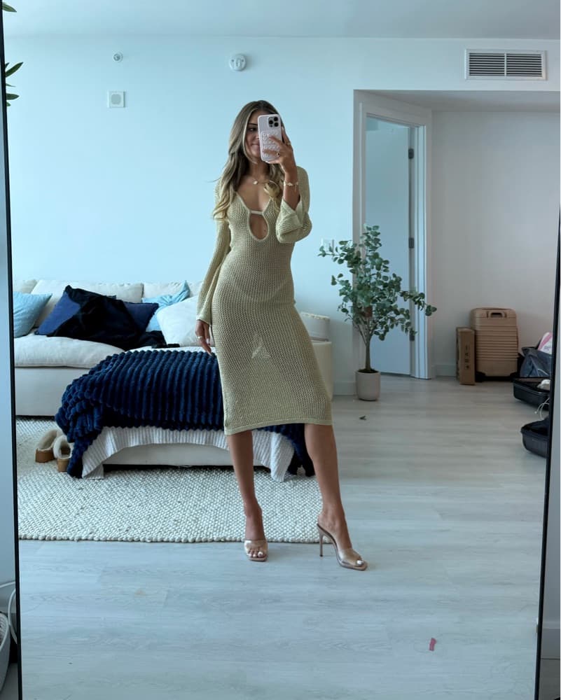 12th Tribe Gold Crochet Dress - Image 1