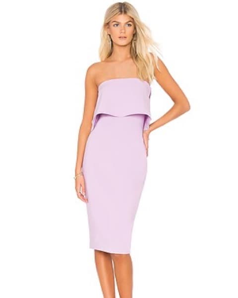 Chic Lavender Strapless Midi Dress - Image 1