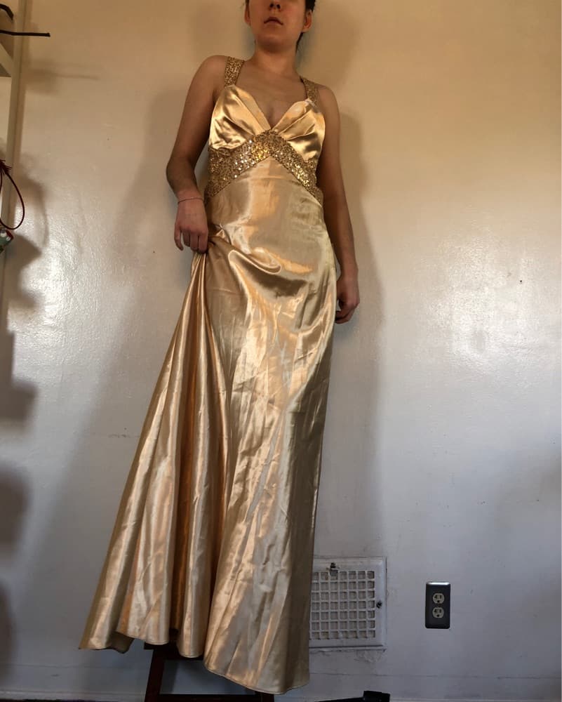 Yellow Gold silky dress - Image 1