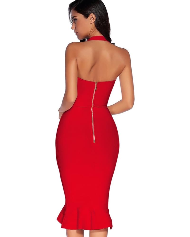 Vibrant Red Midi Dress - Image 2
