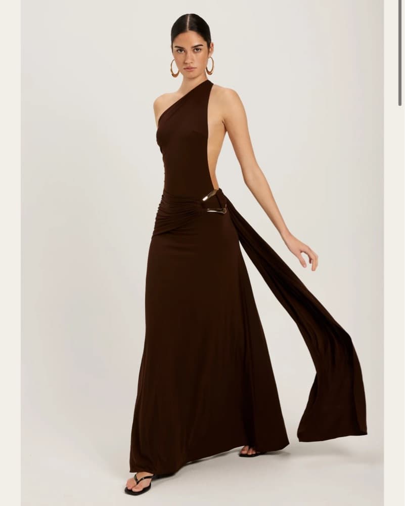 Ance Gria Brown Long Backless Dress - Image 1