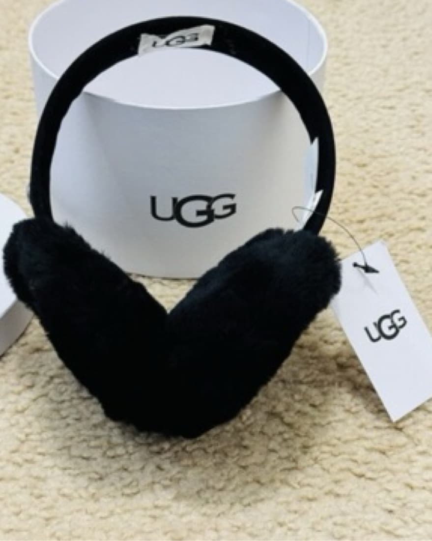 UGG Black Faux Fur Ear Muffs - Image 2