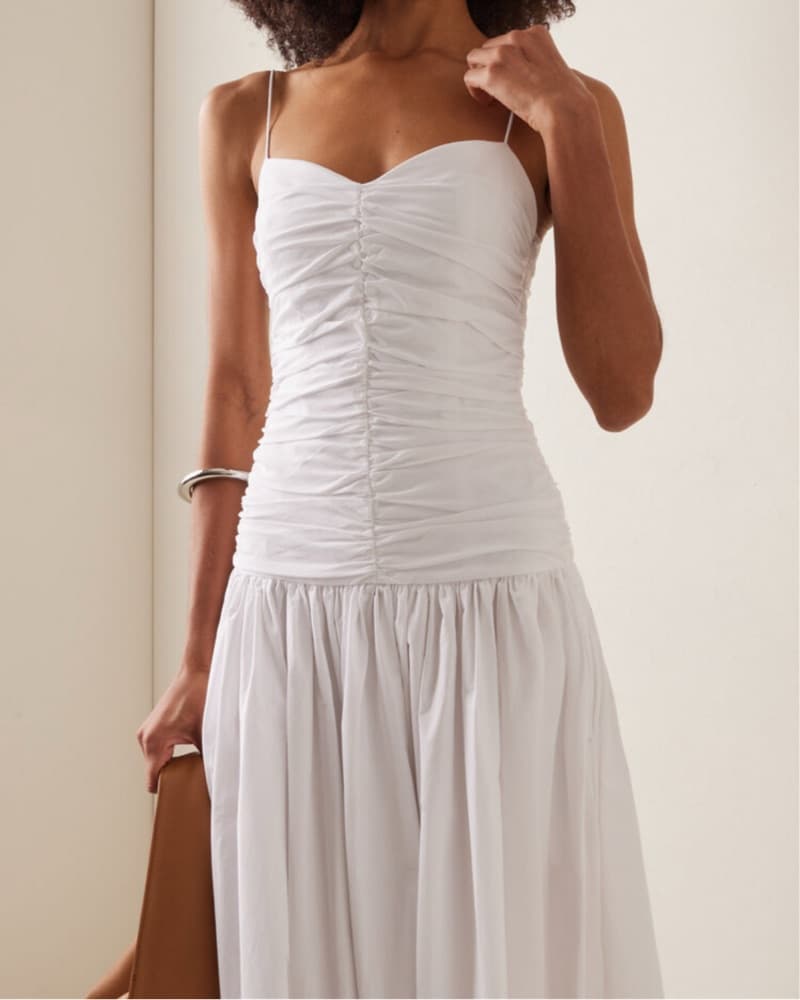 Matteu Shirred White Dress - Image 4