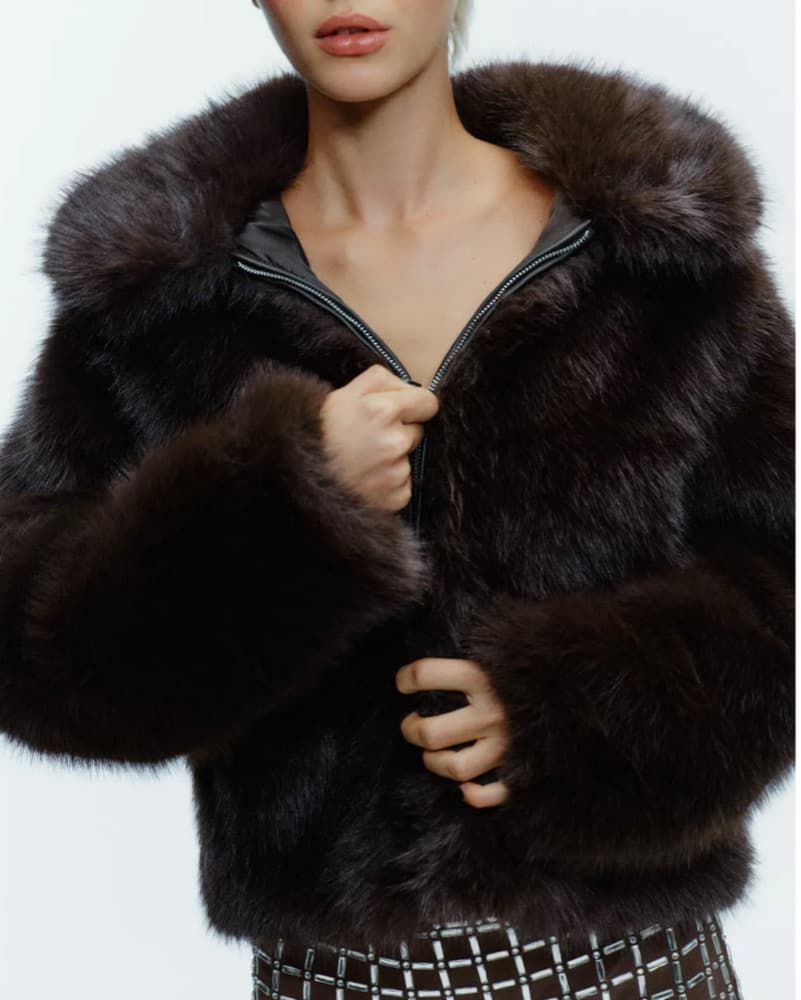 Zara Short Faux Fur Coat - Image 4