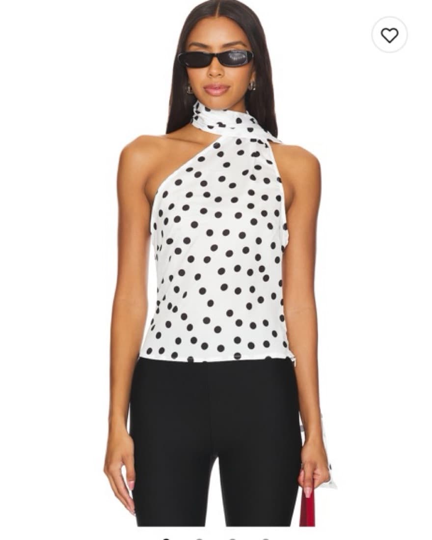 Revolve Polka Dot Top with Neck Scarf - Image 1