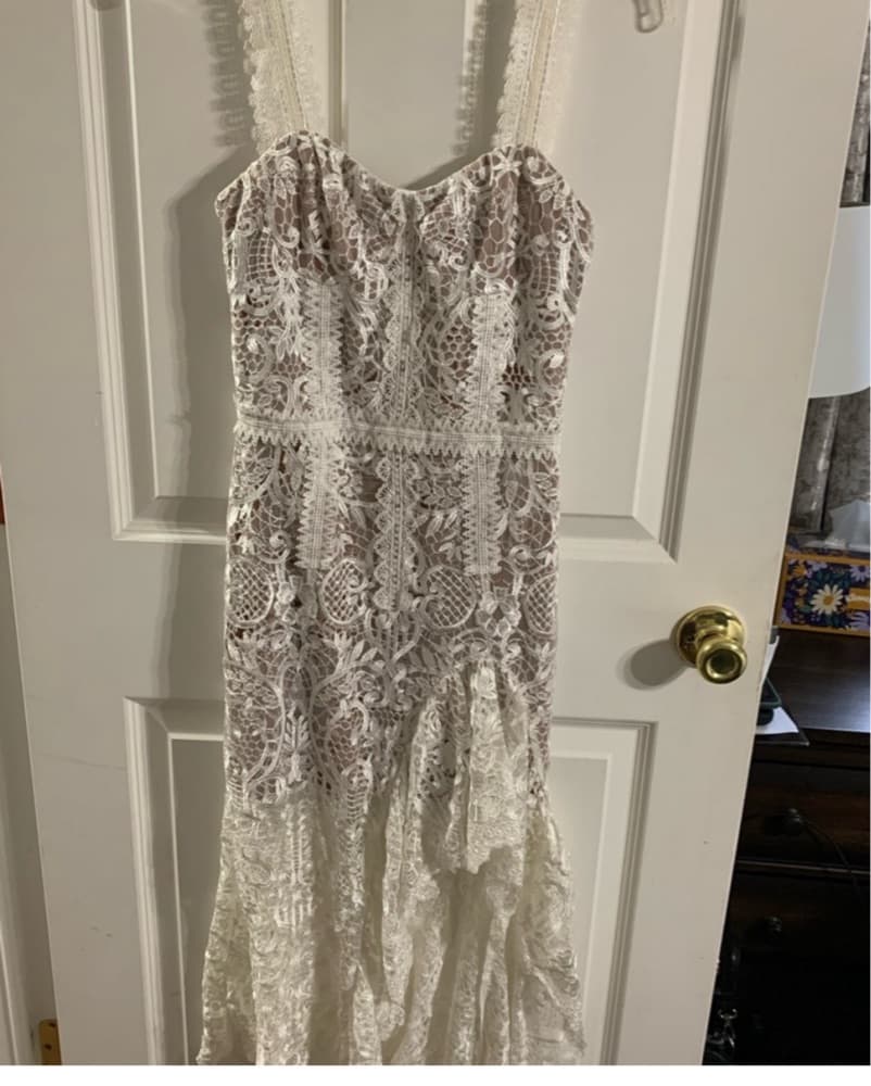 Bronx Banco White Lace Midi Dress XS - Image 3