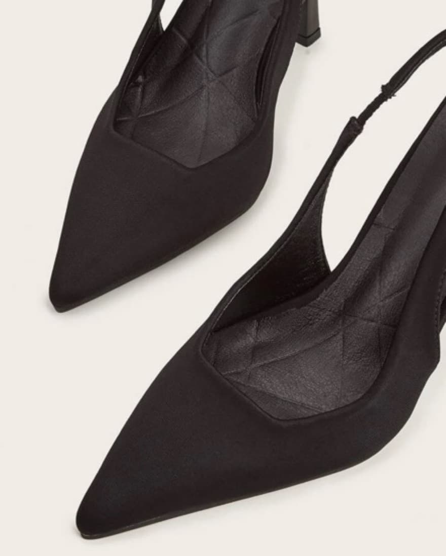 Black Sling Back Kitten Heel  - Image 2
