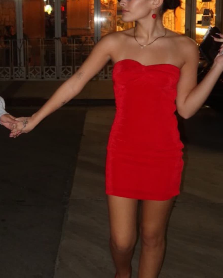 Red Henriette Mini Dress (princess Polly - Image 1