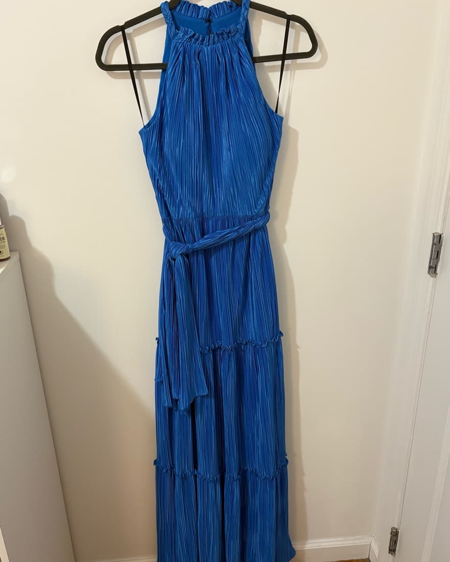 Blue Maxi Dress Tie Waist - Image 3