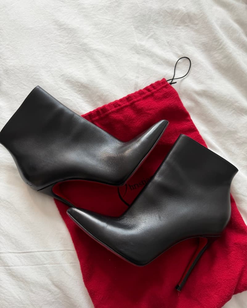 Loubaton Black Leather Booties - Image 2