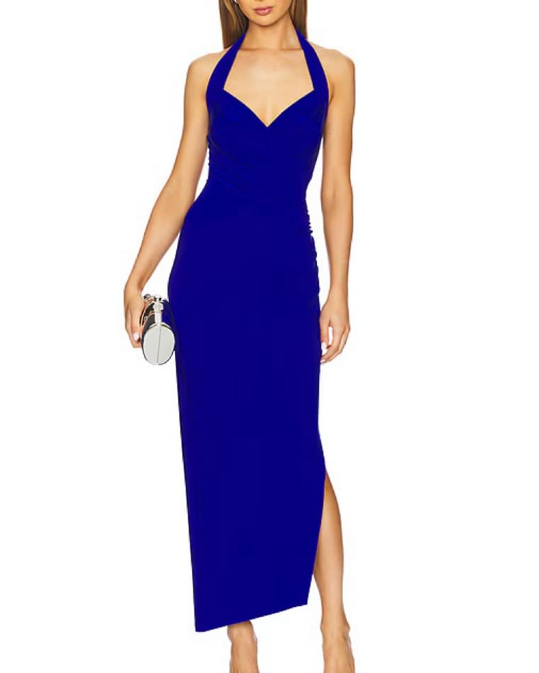 Halter Sweetheart Side Drape Gown - Image 1
