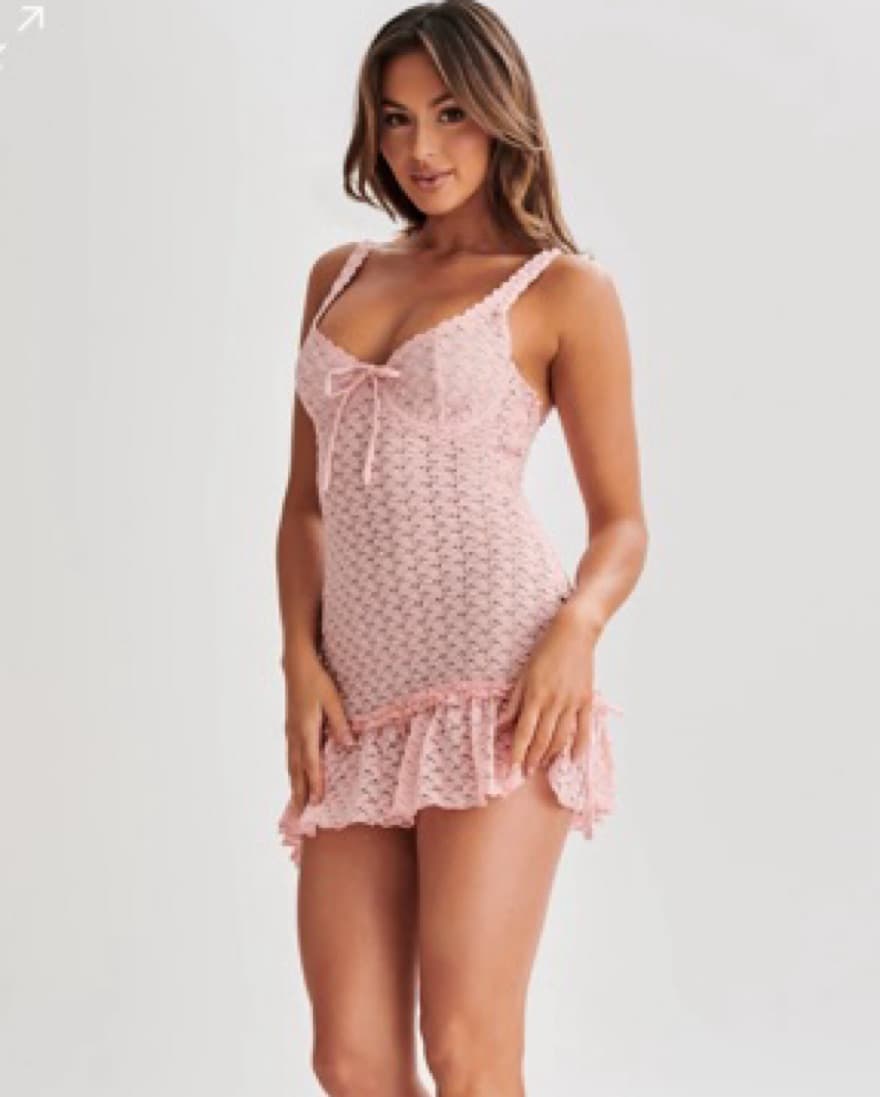 MESHKI CUPPED LACE MINI DRESS FAIRY PINK - Image 6