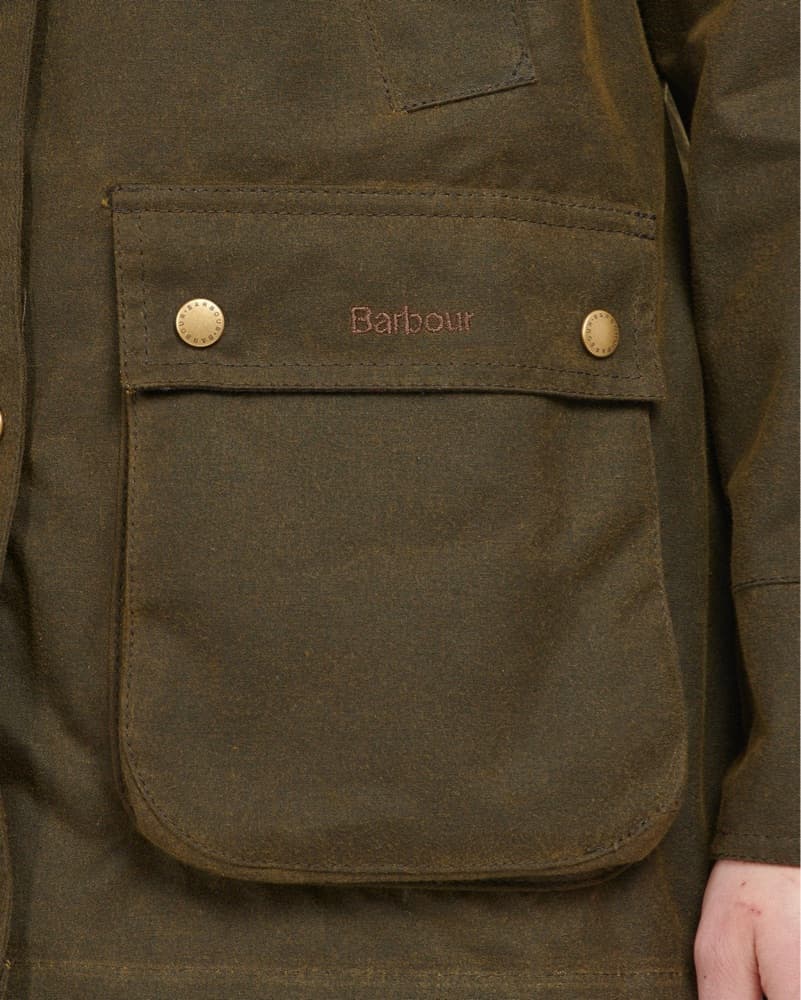 XS Olive Barbour Waxed Jacket - Image 4