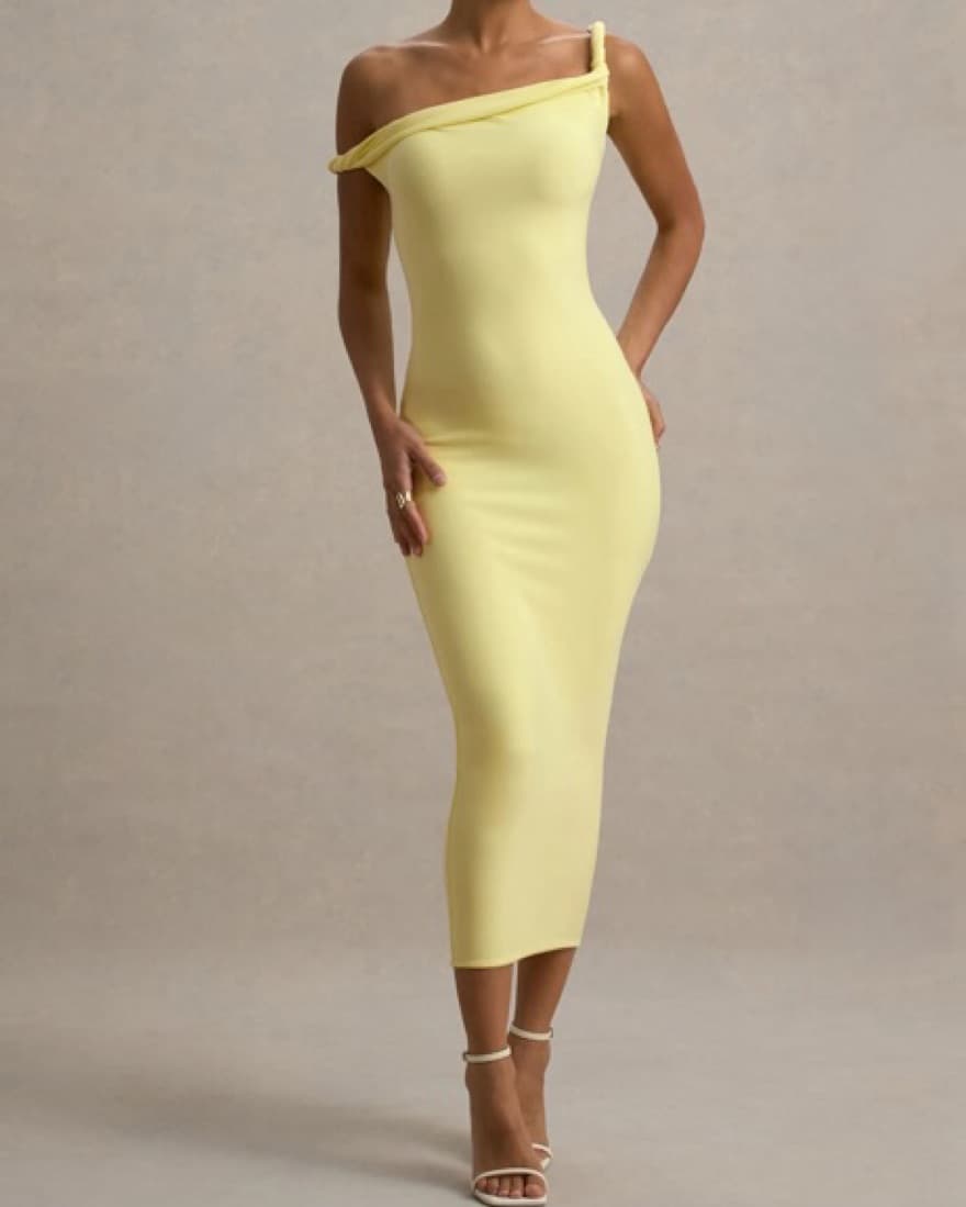 Club L London Salome Lemon Twisted Dress - Image 1
