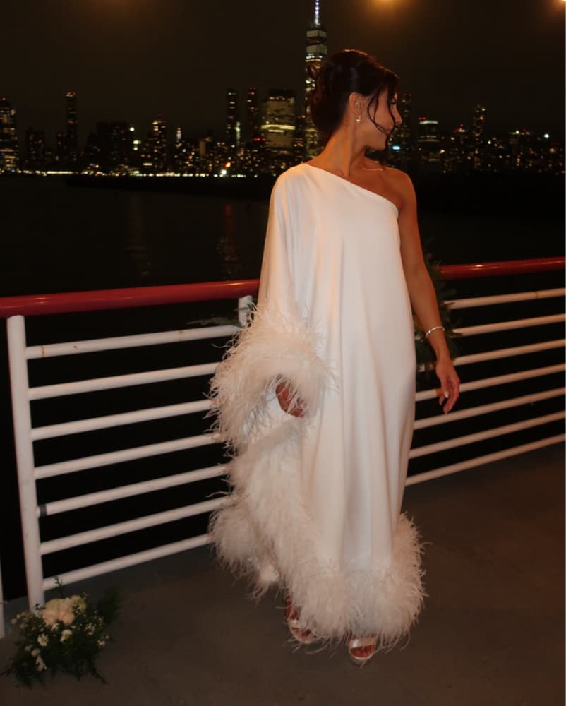 White Feather One Shoulder Gown! - Image 6