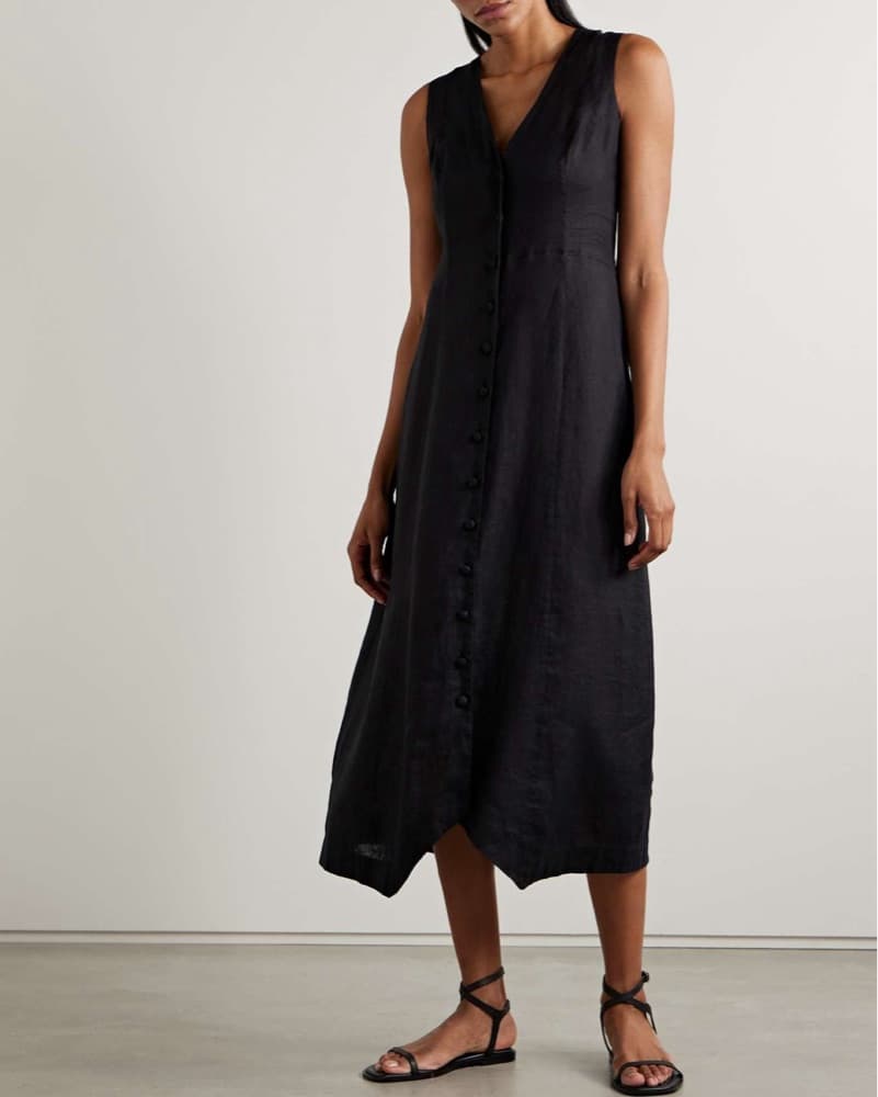 Doen Allene Linen Dress in Black - Image 1