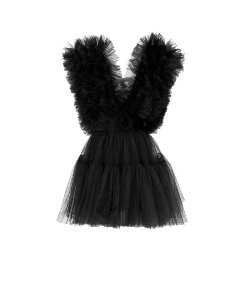 Alluring Black Tulle Mini Dress - Image 4