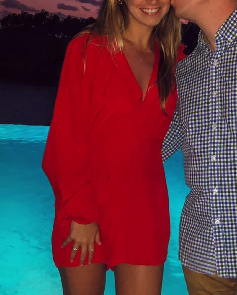Alluring Red Silk Wrap Mini Dress - Image 2