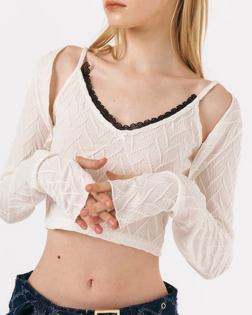 White Danni Cardi Top Set - Image 1