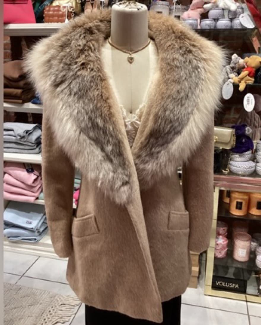 Vintage Mink Fur Collar Short Coat - Image 3