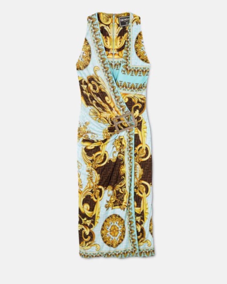 FENDACE GOLD BAROQUE MIDI DRESS - Image 2