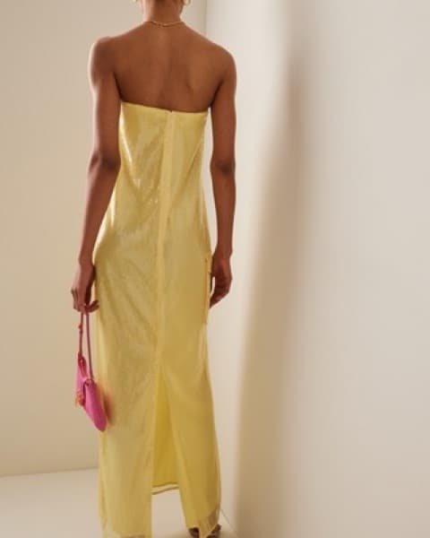 STAUD Casey dress - Yellow Sequin - Image 5
