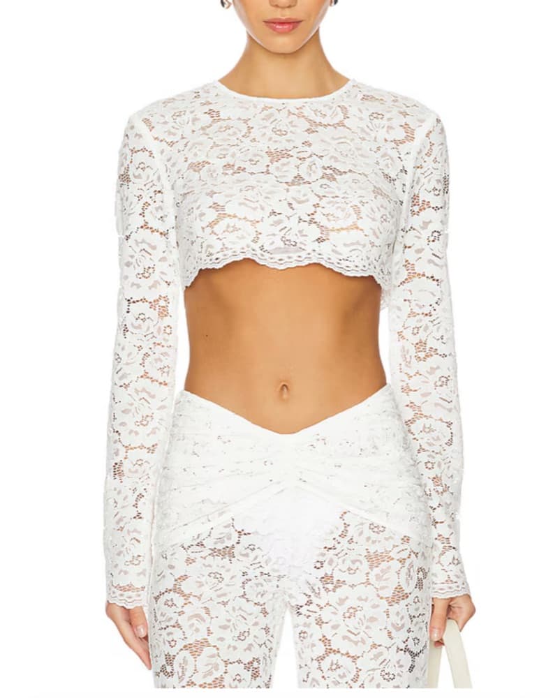 Shani Shemer White Lace Crop & Pant Set - Image 3