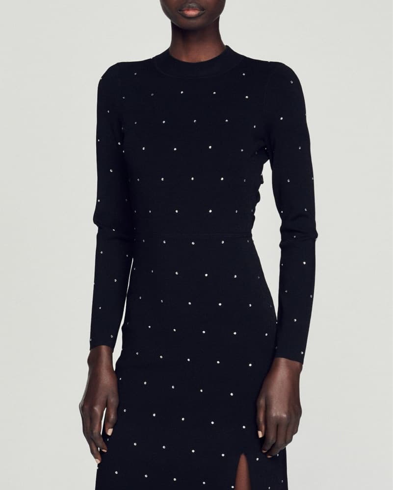 Elegant Sandro Rhinestone Cocktail Dress - Image 4