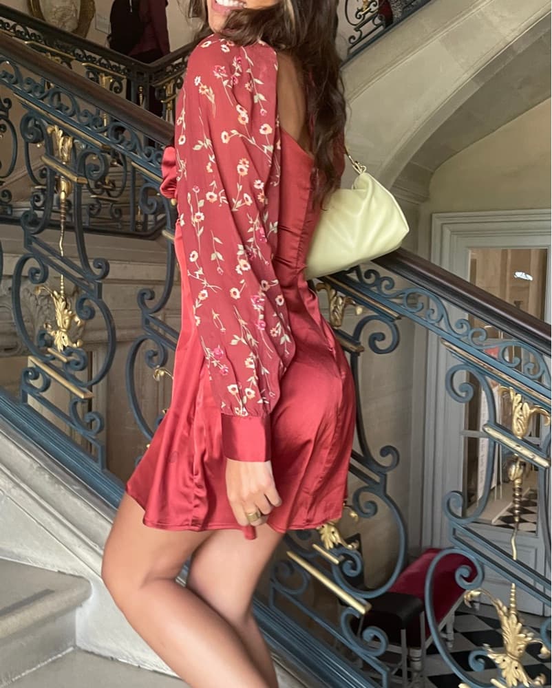 WeWoreWhat Floral Satin Mini Dress - Image 4
