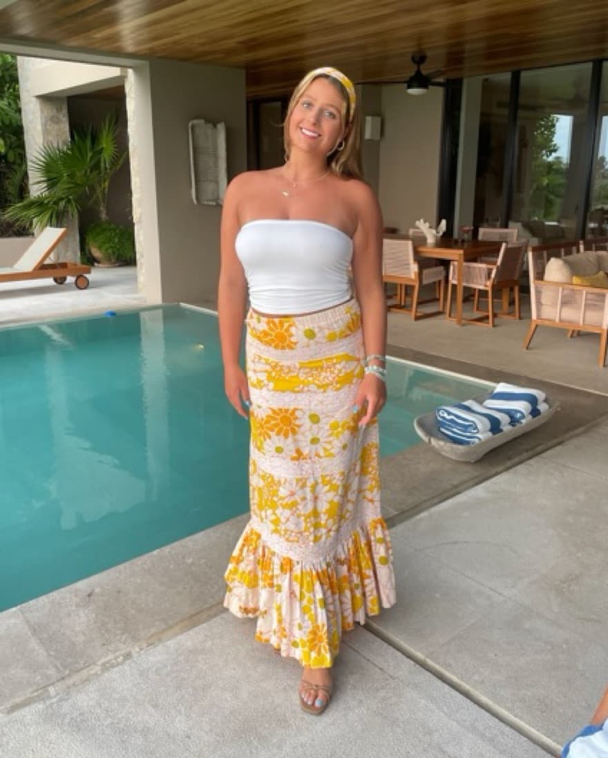 Orange Flower Maxi Skirt + Matching Hbnd - Image 1