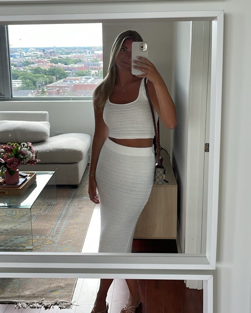 HM knit Crochet White Skirt Set - Image 2