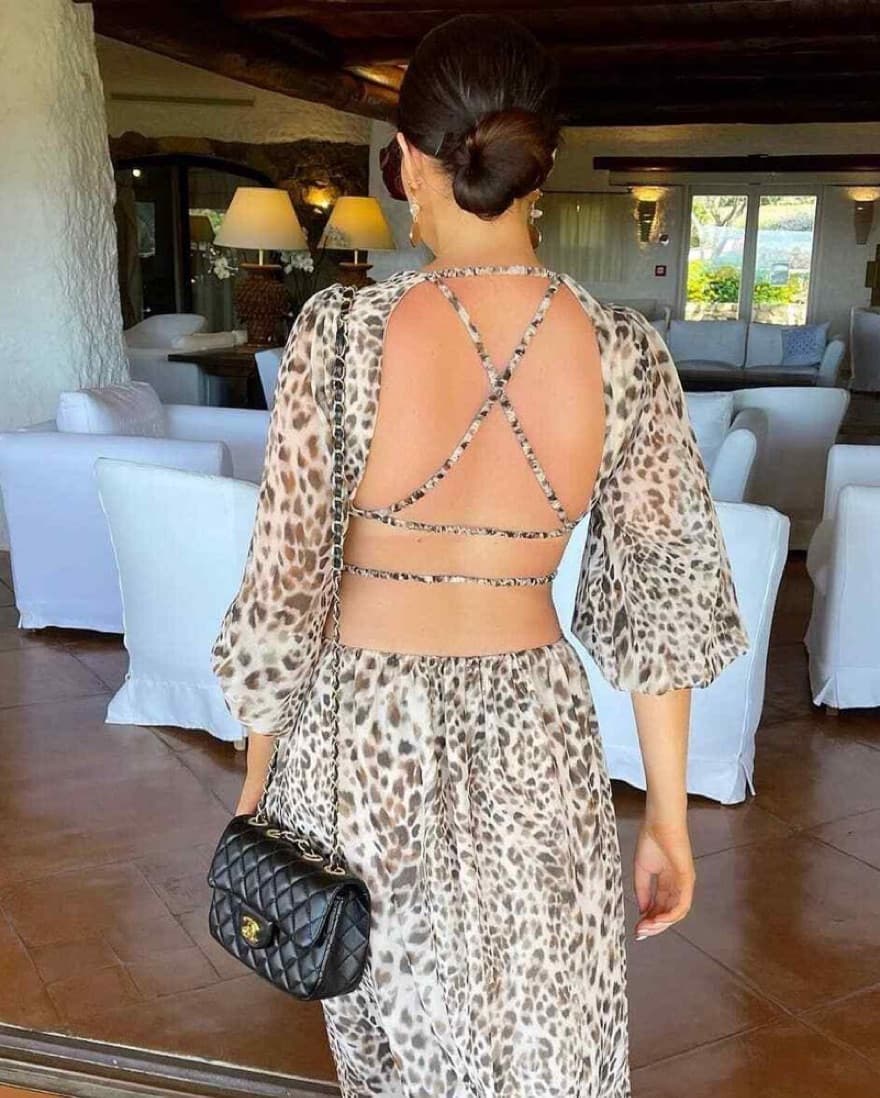 Animal Print Long Sleeve Cutout Maxi - Image 2