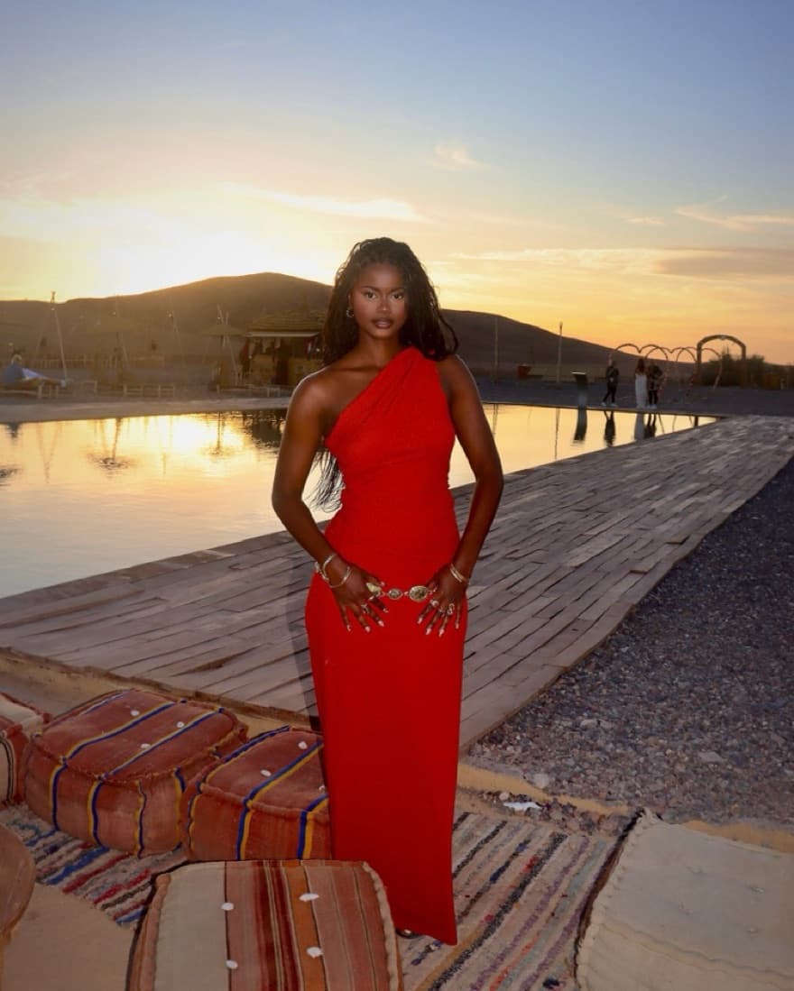 Rust/Red One-Shoulder Two-Piece Set - Image 2