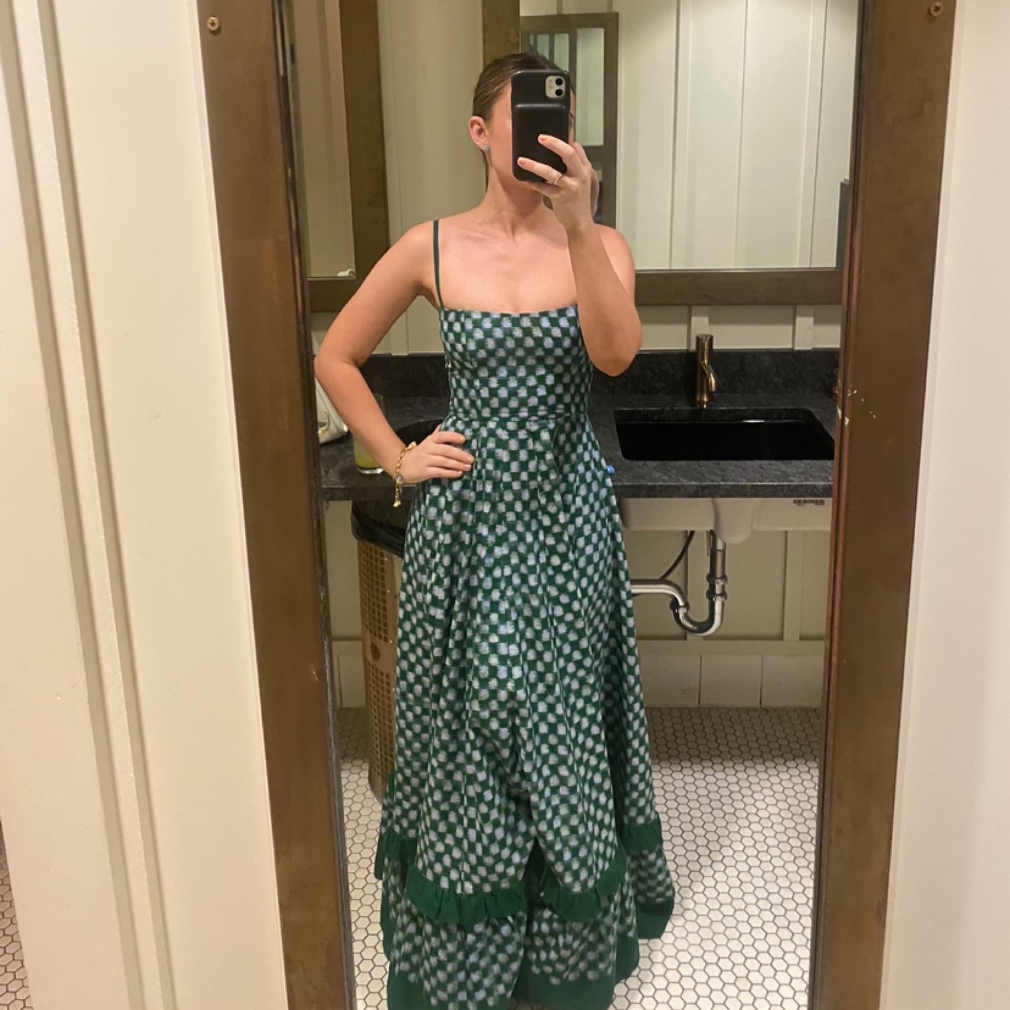 De Castro Green Checkmate Maxi Dress - Image 1