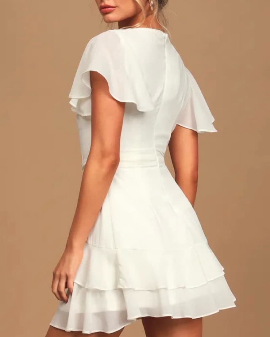 White Ruffled Mini Dress - Image 4
