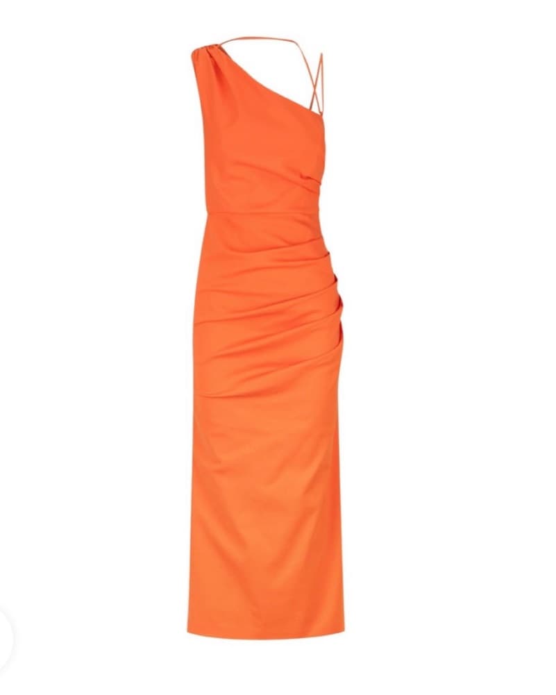 Shona Joy Orange Asymmetrical Maxi Dress - Image 4